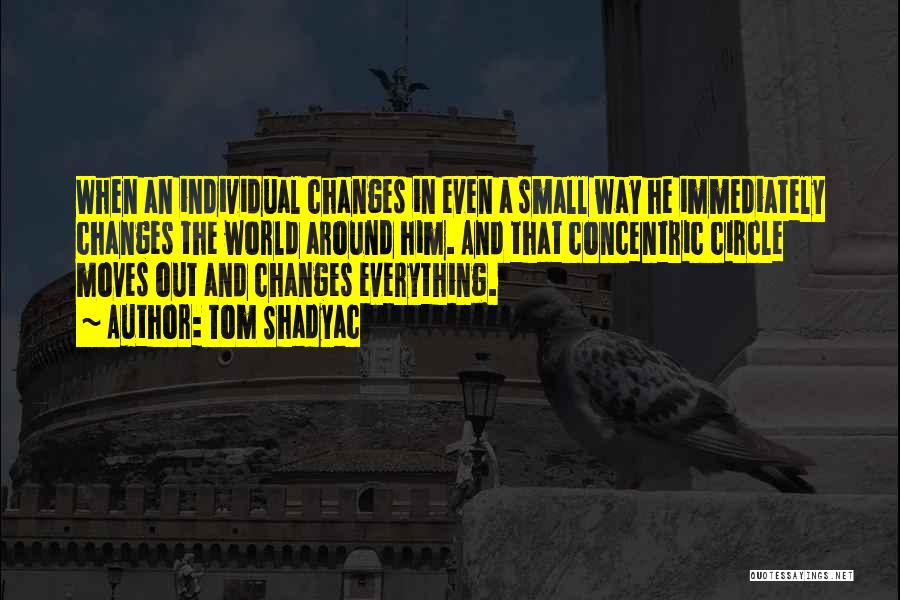 Tom Shadyac Quotes: When An Individual Changes In Even A Small Way He Immediately Changes The World Around Him. And That Concentric Circle