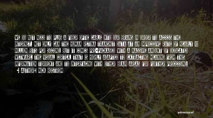 Nick Bostrom Quotes: We Do Not Need To Plug A Fiber Optic Cable Into Our Brains In Order To Access The Internet. Not