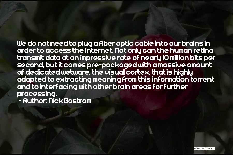 Nick Bostrom Quotes: We Do Not Need To Plug A Fiber Optic Cable Into Our Brains In Order To Access The Internet. Not