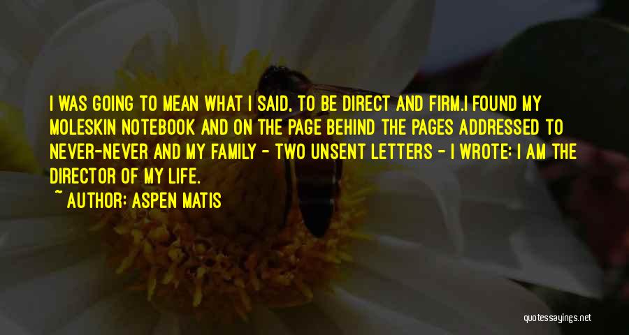 Aspen Matis Quotes: I Was Going To Mean What I Said, To Be Direct And Firm.i Found My Moleskin Notebook And On The