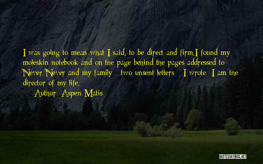 Aspen Matis Quotes: I Was Going To Mean What I Said, To Be Direct And Firm.i Found My Moleskin Notebook And On The