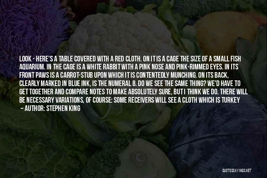 Stephen King Quotes: Look - Here's A Table Covered With A Red Cloth. On It Is A Cage The Size Of A Small