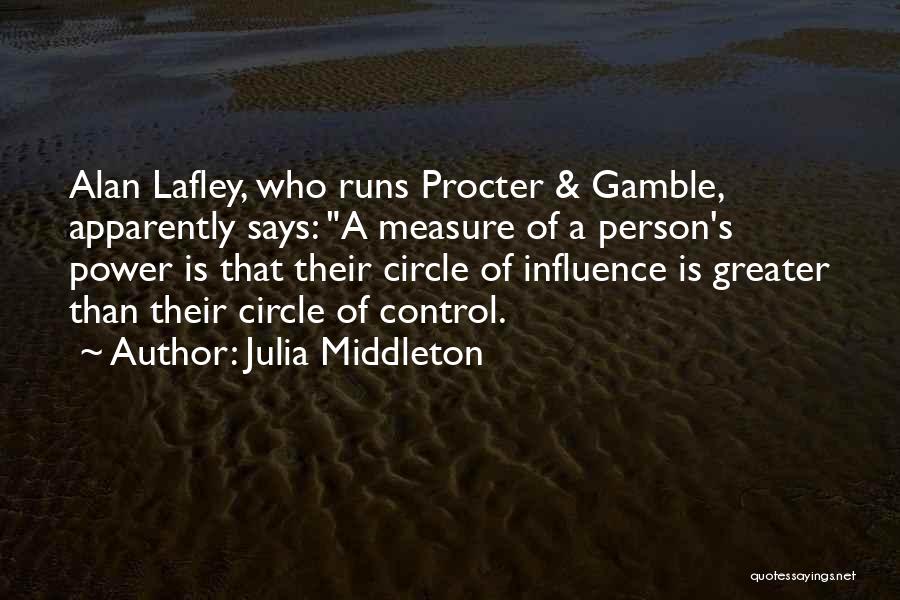 Julia Middleton Quotes: Alan Lafley, Who Runs Procter & Gamble, Apparently Says: A Measure Of A Person's Power Is That Their Circle Of