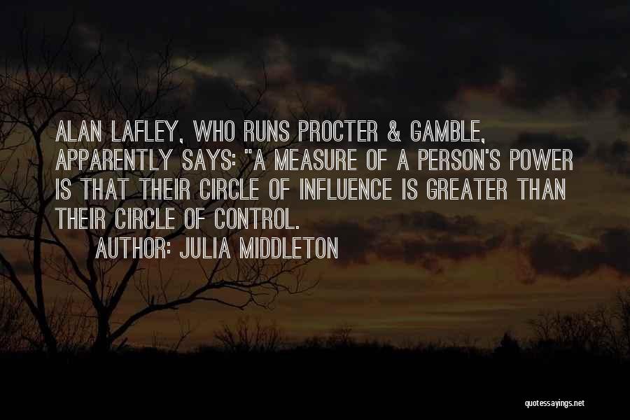 Julia Middleton Quotes: Alan Lafley, Who Runs Procter & Gamble, Apparently Says: A Measure Of A Person's Power Is That Their Circle Of