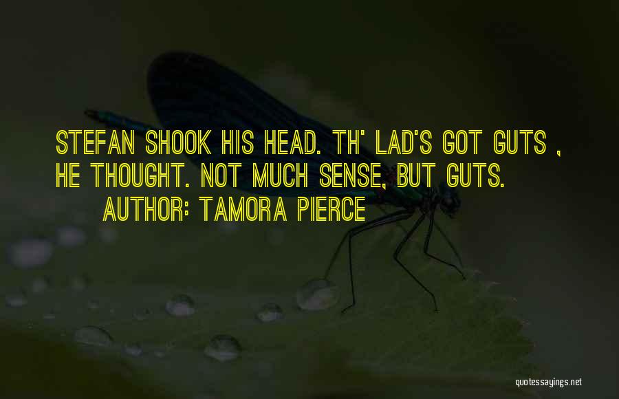 Tamora Pierce Quotes: Stefan Shook His Head. Th' Lad's Got Guts , He Thought. Not Much Sense, But Guts.