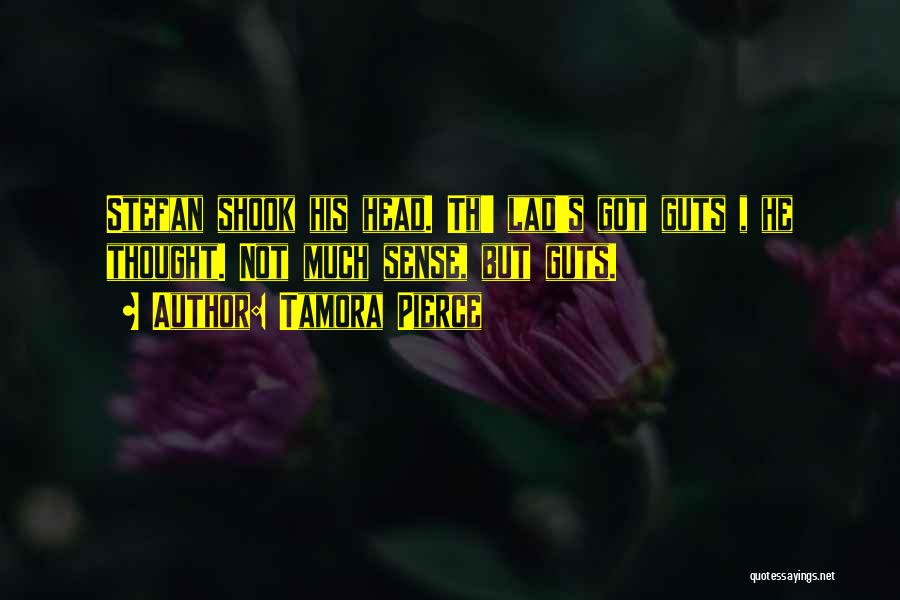 Tamora Pierce Quotes: Stefan Shook His Head. Th' Lad's Got Guts , He Thought. Not Much Sense, But Guts.