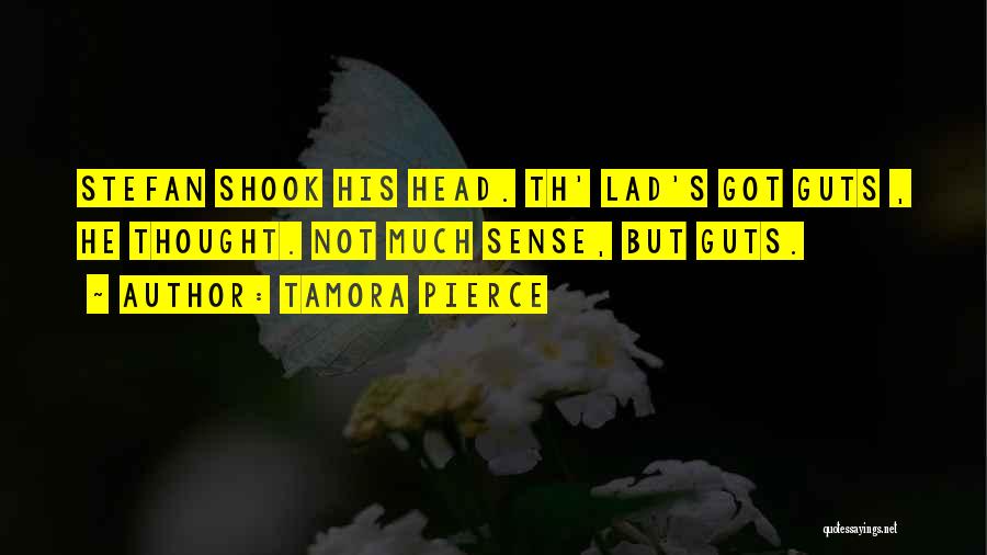 Tamora Pierce Quotes: Stefan Shook His Head. Th' Lad's Got Guts , He Thought. Not Much Sense, But Guts.