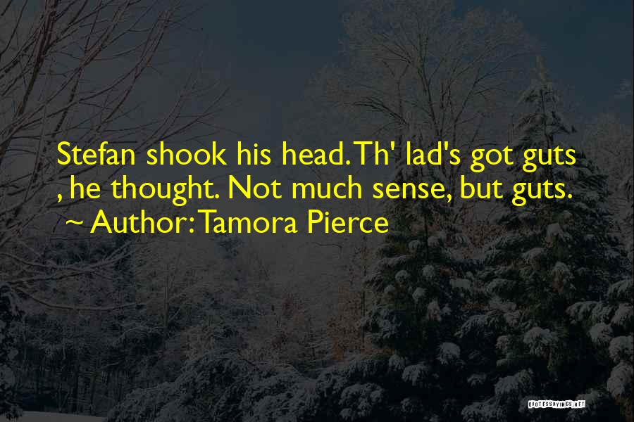 Tamora Pierce Quotes: Stefan Shook His Head. Th' Lad's Got Guts , He Thought. Not Much Sense, But Guts.