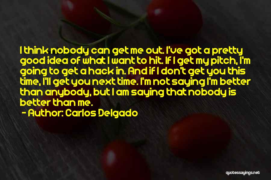 Carlos Delgado Quotes: I Think Nobody Can Get Me Out. I've Got A Pretty Good Idea Of What I Want To Hit. If