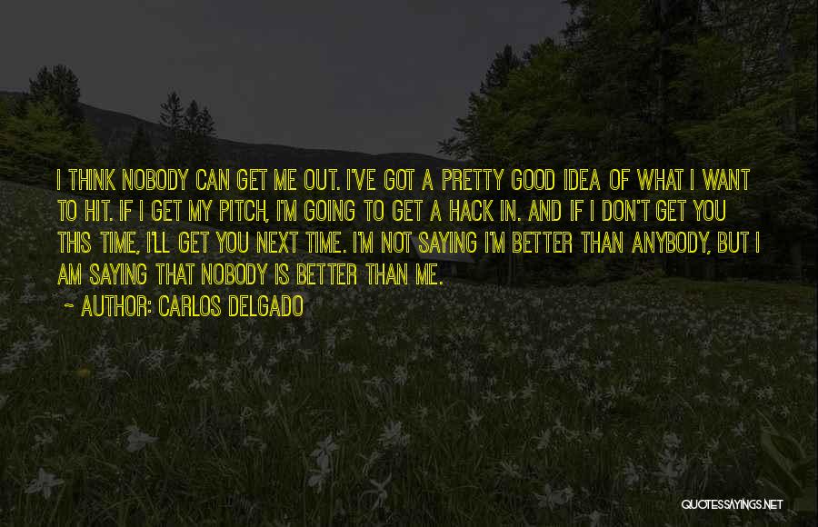 Carlos Delgado Quotes: I Think Nobody Can Get Me Out. I've Got A Pretty Good Idea Of What I Want To Hit. If