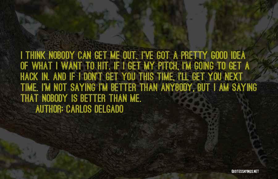 Carlos Delgado Quotes: I Think Nobody Can Get Me Out. I've Got A Pretty Good Idea Of What I Want To Hit. If