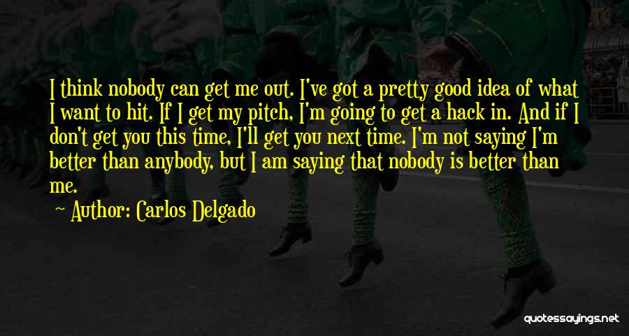 Carlos Delgado Quotes: I Think Nobody Can Get Me Out. I've Got A Pretty Good Idea Of What I Want To Hit. If