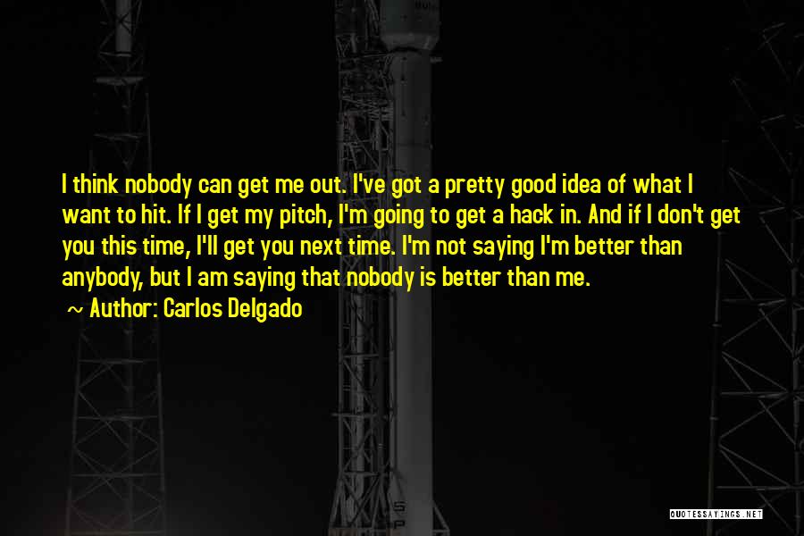 Carlos Delgado Quotes: I Think Nobody Can Get Me Out. I've Got A Pretty Good Idea Of What I Want To Hit. If