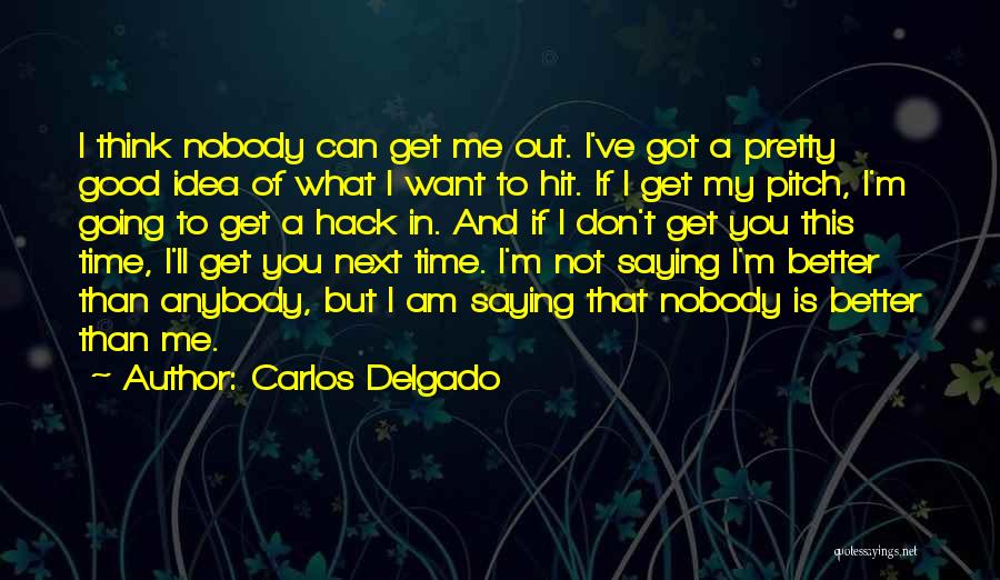 Carlos Delgado Quotes: I Think Nobody Can Get Me Out. I've Got A Pretty Good Idea Of What I Want To Hit. If