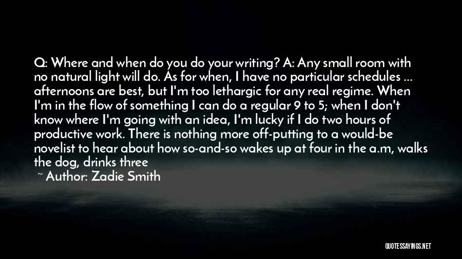 Zadie Smith Quotes: Q: Where And When Do You Do Your Writing? A: Any Small Room With No Natural Light Will Do. As