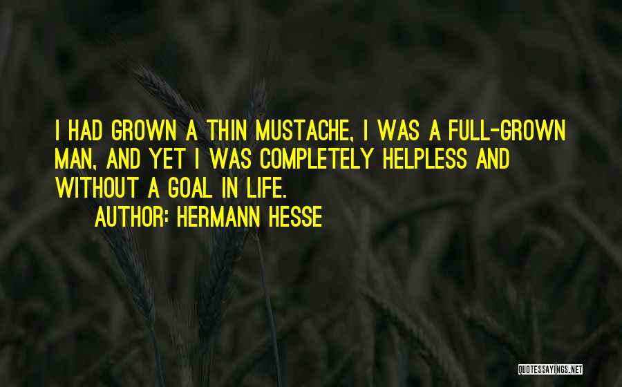 Hermann Hesse Quotes: I Had Grown A Thin Mustache, I Was A Full-grown Man, And Yet I Was Completely Helpless And Without A