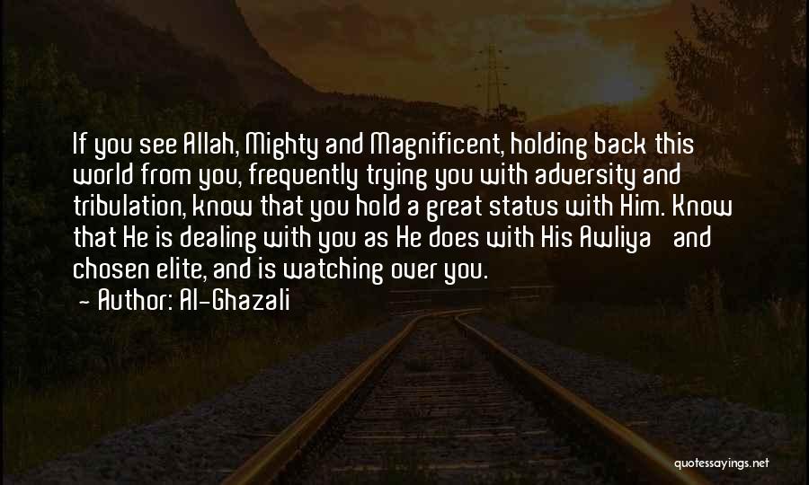 Al-Ghazali Quotes: If You See Allah, Mighty And Magnificent, Holding Back This World From You, Frequently Trying You With Adversity And Tribulation,