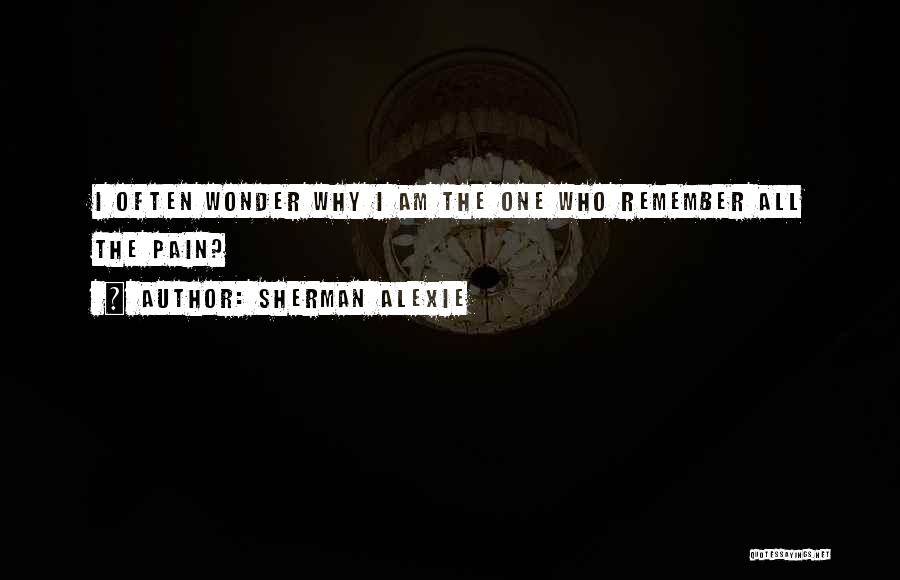 Sherman Alexie Quotes: I Often Wonder Why I Am The One Who Remember All The Pain?