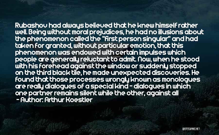 Arthur Koestler Quotes: Rubashov Had Always Believed That He Knew Himself Rather Well. Being Without Moral Prejudices, He Had No Illusions About The