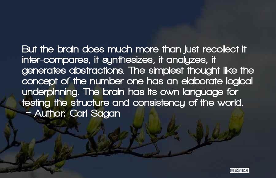 Carl Sagan Quotes: But The Brain Does Much More Than Just Recollect It Inter-compares, It Synthesizes, It Analyzes, It Generates Abstractions. The Simplest