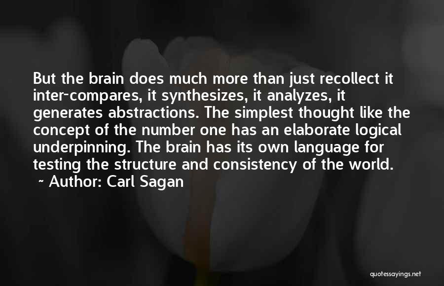 Carl Sagan Quotes: But The Brain Does Much More Than Just Recollect It Inter-compares, It Synthesizes, It Analyzes, It Generates Abstractions. The Simplest