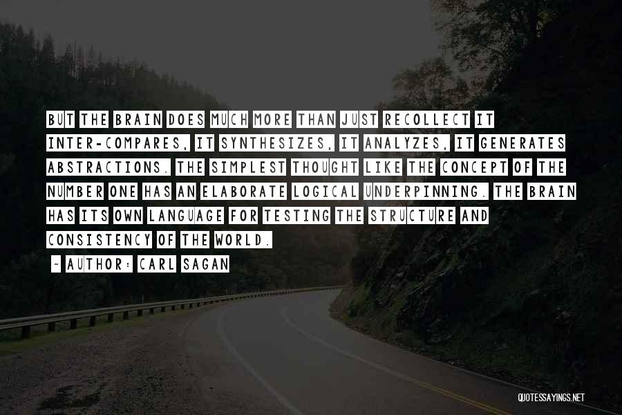 Carl Sagan Quotes: But The Brain Does Much More Than Just Recollect It Inter-compares, It Synthesizes, It Analyzes, It Generates Abstractions. The Simplest