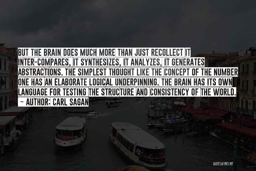 Carl Sagan Quotes: But The Brain Does Much More Than Just Recollect It Inter-compares, It Synthesizes, It Analyzes, It Generates Abstractions. The Simplest