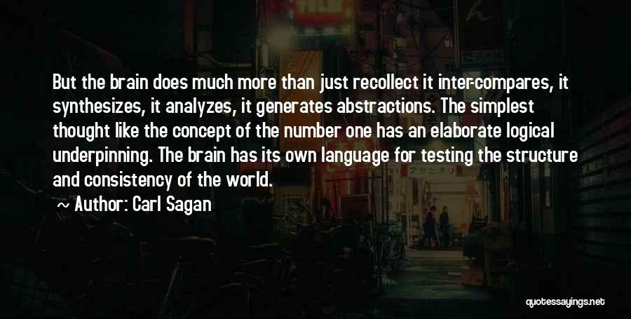 Carl Sagan Quotes: But The Brain Does Much More Than Just Recollect It Inter-compares, It Synthesizes, It Analyzes, It Generates Abstractions. The Simplest