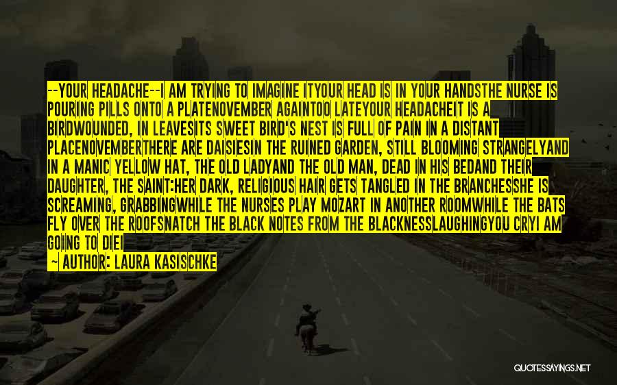 Laura Kasischke Quotes: --your Headache--i Am Trying To Imagine Ityour Head Is In Your Handsthe Nurse Is Pouring Pills Onto A Platenovember Againtoo