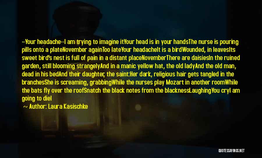 Laura Kasischke Quotes: --your Headache--i Am Trying To Imagine Ityour Head Is In Your Handsthe Nurse Is Pouring Pills Onto A Platenovember Againtoo