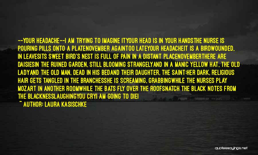 Laura Kasischke Quotes: --your Headache--i Am Trying To Imagine Ityour Head Is In Your Handsthe Nurse Is Pouring Pills Onto A Platenovember Againtoo