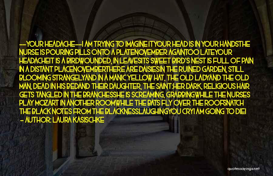 Laura Kasischke Quotes: --your Headache--i Am Trying To Imagine Ityour Head Is In Your Handsthe Nurse Is Pouring Pills Onto A Platenovember Againtoo