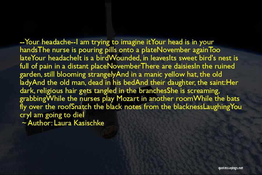 Laura Kasischke Quotes: --your Headache--i Am Trying To Imagine Ityour Head Is In Your Handsthe Nurse Is Pouring Pills Onto A Platenovember Againtoo