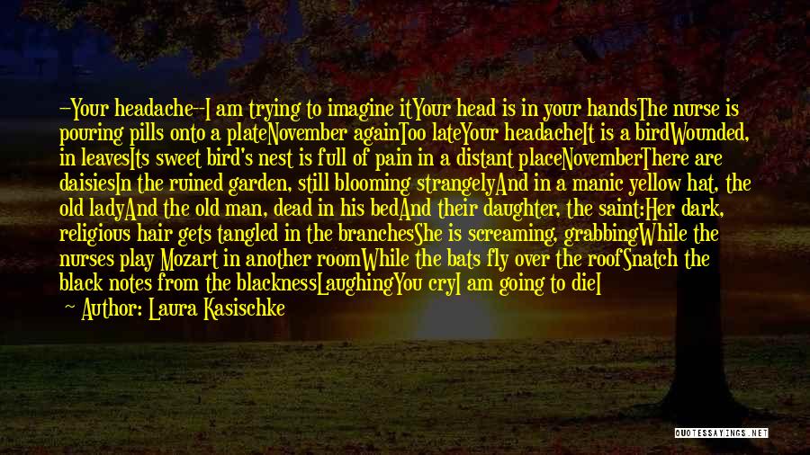 Laura Kasischke Quotes: --your Headache--i Am Trying To Imagine Ityour Head Is In Your Handsthe Nurse Is Pouring Pills Onto A Platenovember Againtoo