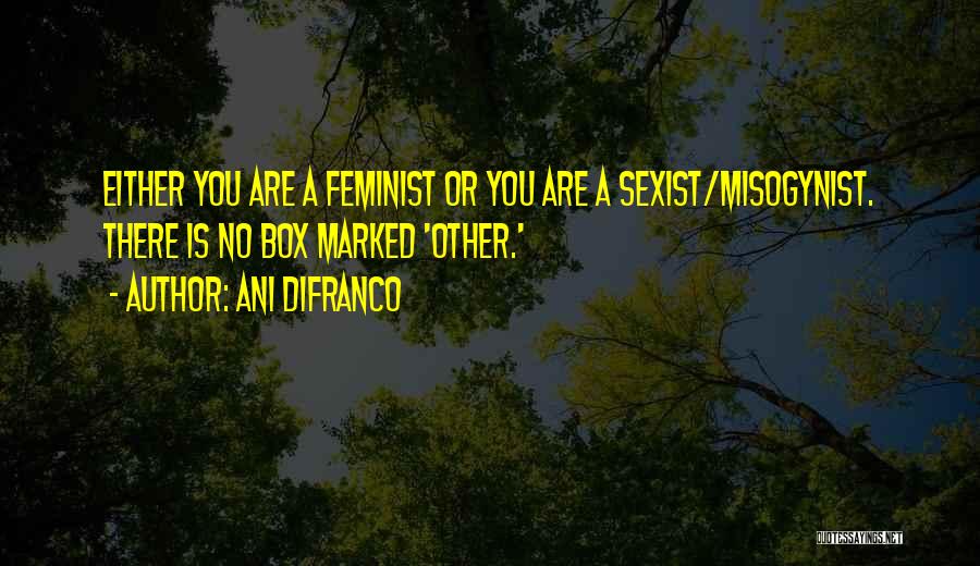 Ani DiFranco Quotes: Either You Are A Feminist Or You Are A Sexist/misogynist. There Is No Box Marked 'other.'