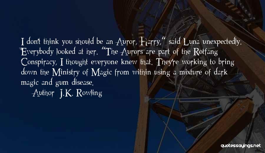 J.K. Rowling Quotes: I Don't Think You Should Be An Auror, Harry, Said Luna Unexpectedly. Everybody Looked At Her. The Aurors Are Part