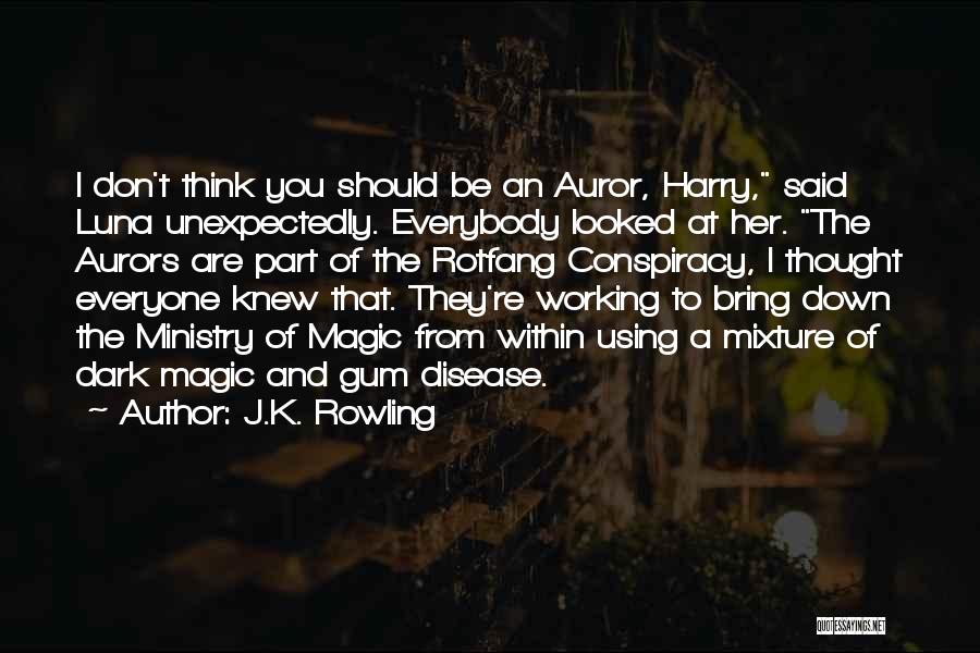 J.K. Rowling Quotes: I Don't Think You Should Be An Auror, Harry, Said Luna Unexpectedly. Everybody Looked At Her. The Aurors Are Part