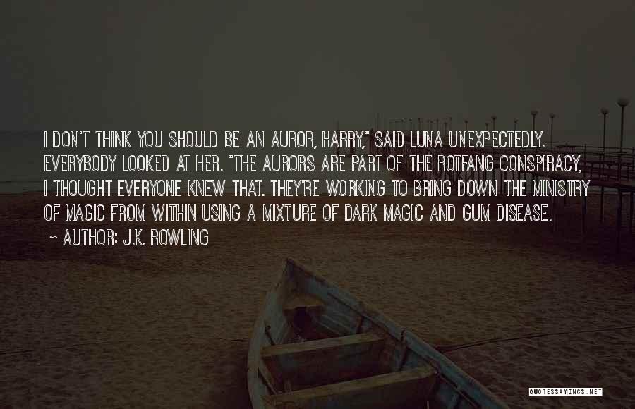 J.K. Rowling Quotes: I Don't Think You Should Be An Auror, Harry, Said Luna Unexpectedly. Everybody Looked At Her. The Aurors Are Part