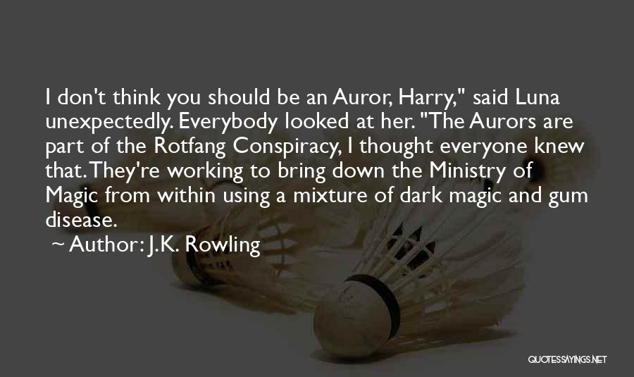 J.K. Rowling Quotes: I Don't Think You Should Be An Auror, Harry, Said Luna Unexpectedly. Everybody Looked At Her. The Aurors Are Part