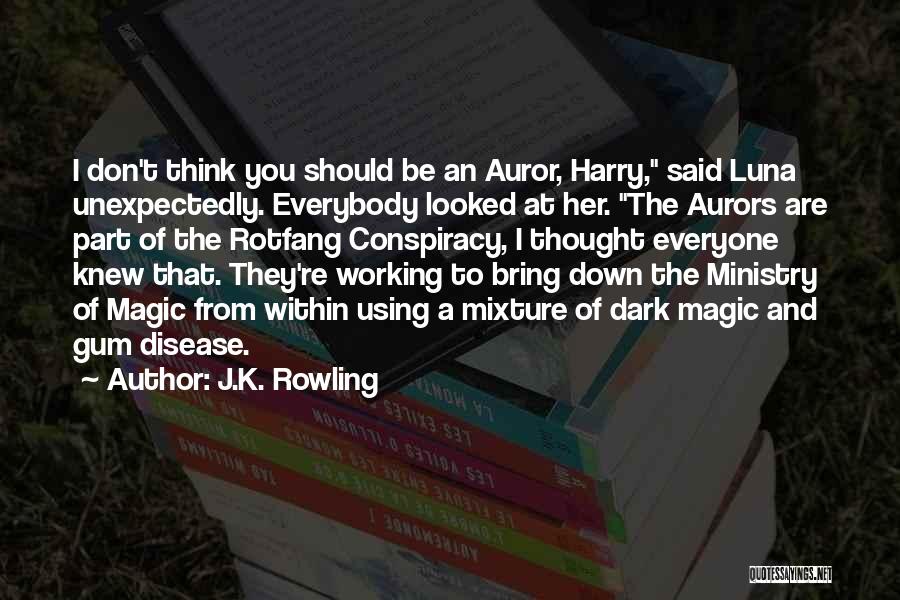 J.K. Rowling Quotes: I Don't Think You Should Be An Auror, Harry, Said Luna Unexpectedly. Everybody Looked At Her. The Aurors Are Part