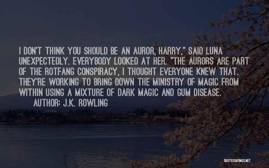 J.K. Rowling Quotes: I Don't Think You Should Be An Auror, Harry, Said Luna Unexpectedly. Everybody Looked At Her. The Aurors Are Part