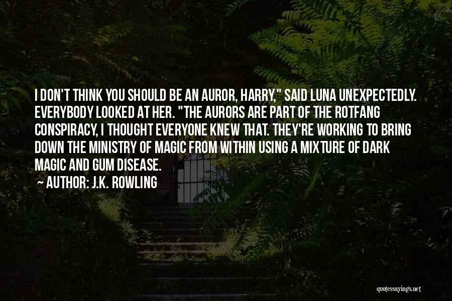 J.K. Rowling Quotes: I Don't Think You Should Be An Auror, Harry, Said Luna Unexpectedly. Everybody Looked At Her. The Aurors Are Part