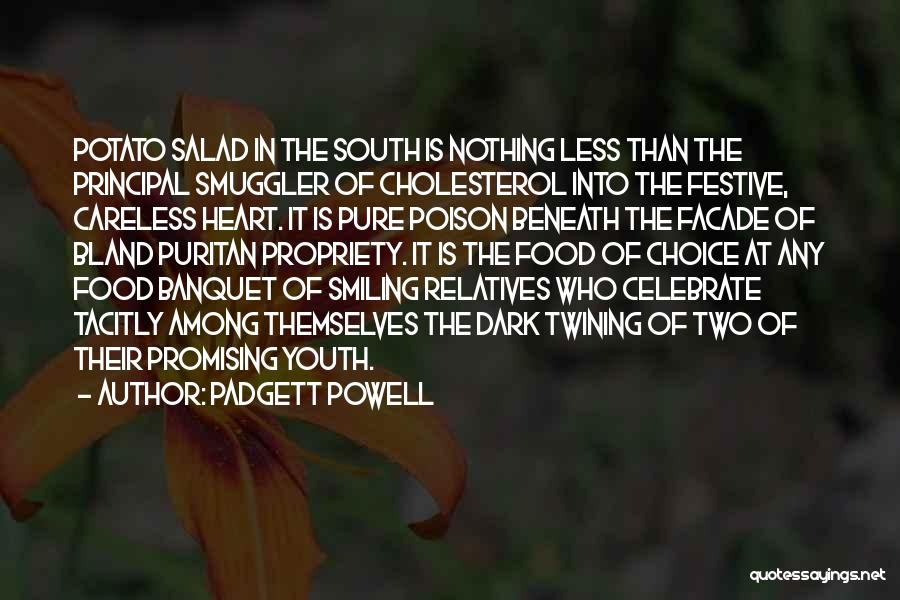 Padgett Powell Quotes: Potato Salad In The South Is Nothing Less Than The Principal Smuggler Of Cholesterol Into The Festive, Careless Heart. It