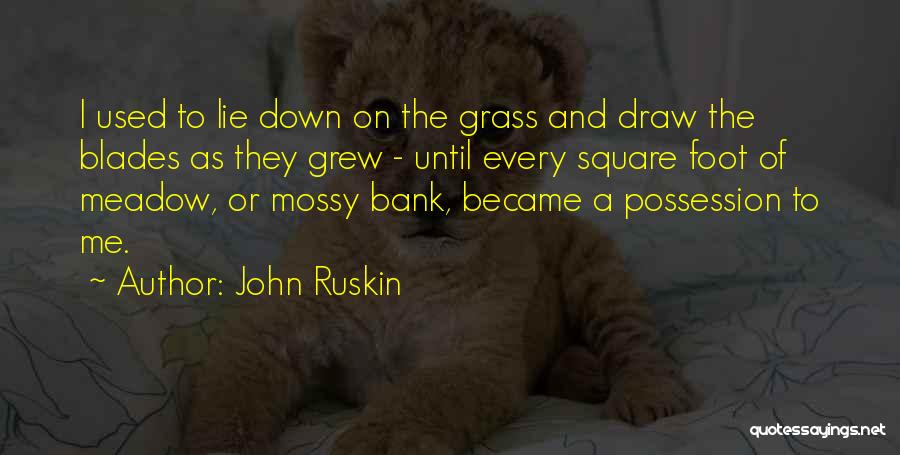 John Ruskin Quotes: I Used To Lie Down On The Grass And Draw The Blades As They Grew - Until Every Square Foot