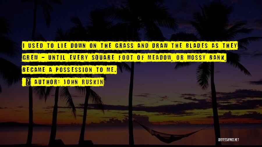 John Ruskin Quotes: I Used To Lie Down On The Grass And Draw The Blades As They Grew - Until Every Square Foot