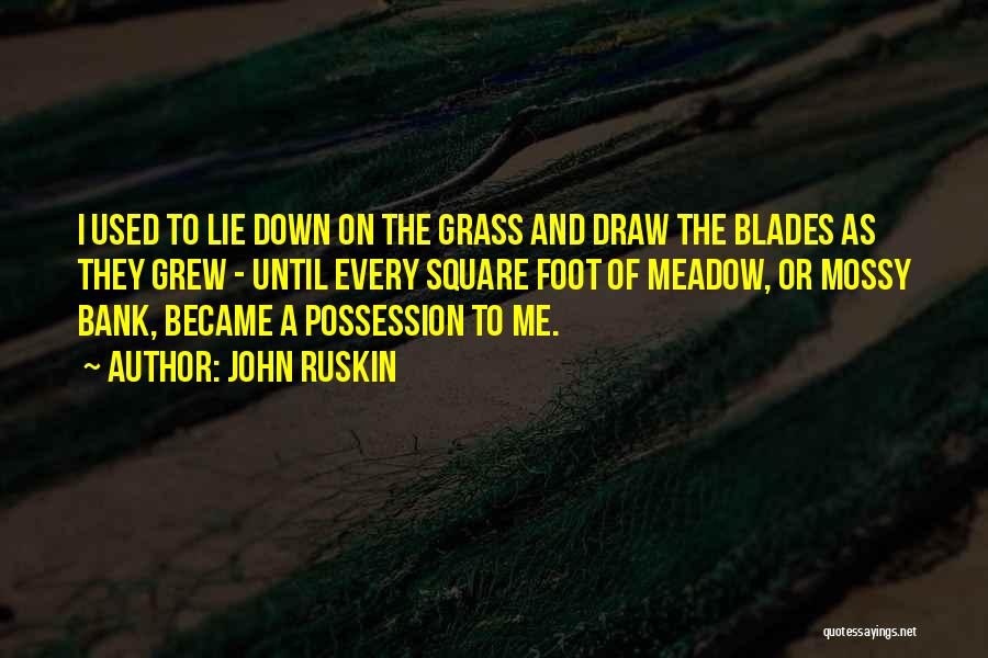 John Ruskin Quotes: I Used To Lie Down On The Grass And Draw The Blades As They Grew - Until Every Square Foot