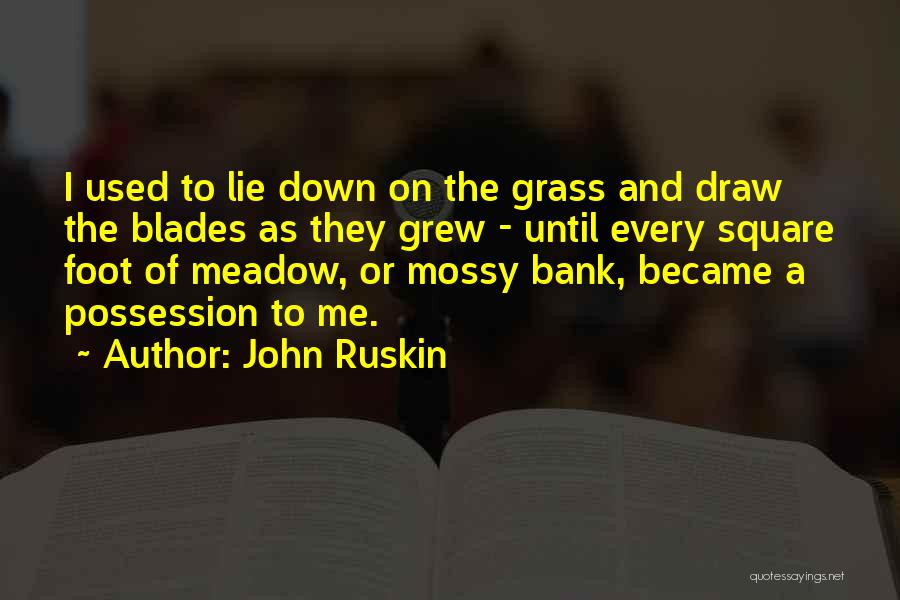 John Ruskin Quotes: I Used To Lie Down On The Grass And Draw The Blades As They Grew - Until Every Square Foot