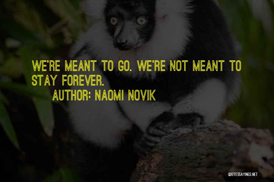 Naomi Novik Quotes: We're Meant To Go. We're Not Meant To Stay Forever.