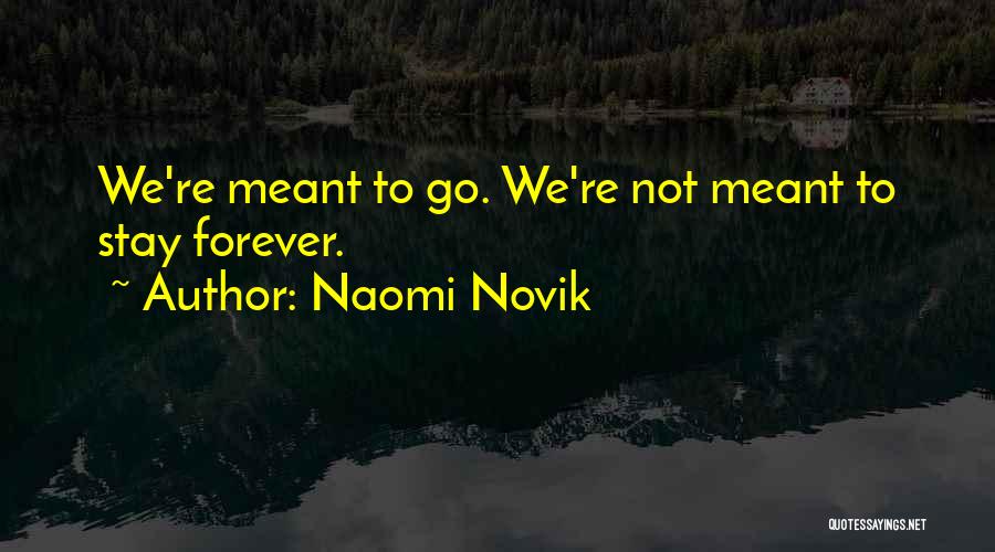 Naomi Novik Quotes: We're Meant To Go. We're Not Meant To Stay Forever.