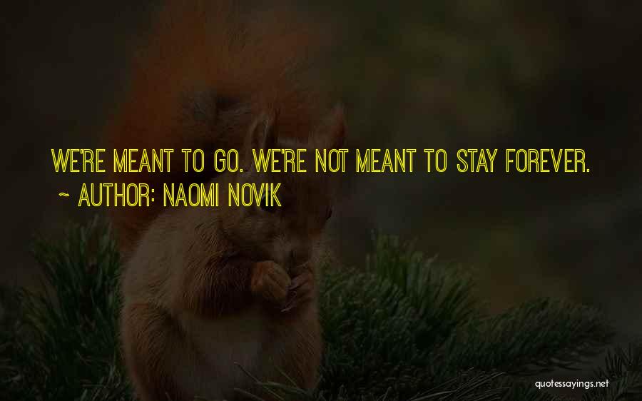 Naomi Novik Quotes: We're Meant To Go. We're Not Meant To Stay Forever.